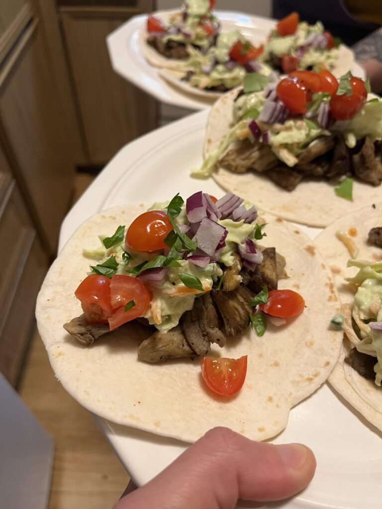 Lion’s Mane Mushroom Tacos with Avocado Slaw