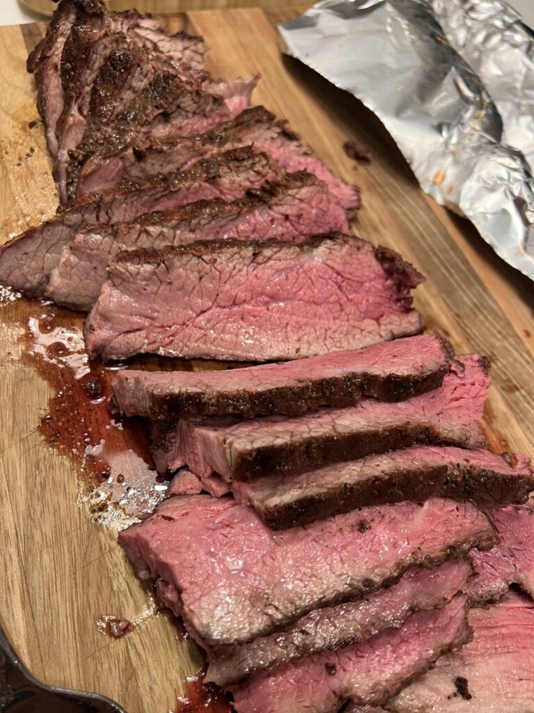 Grilled Tri tip with peppercorn sauce