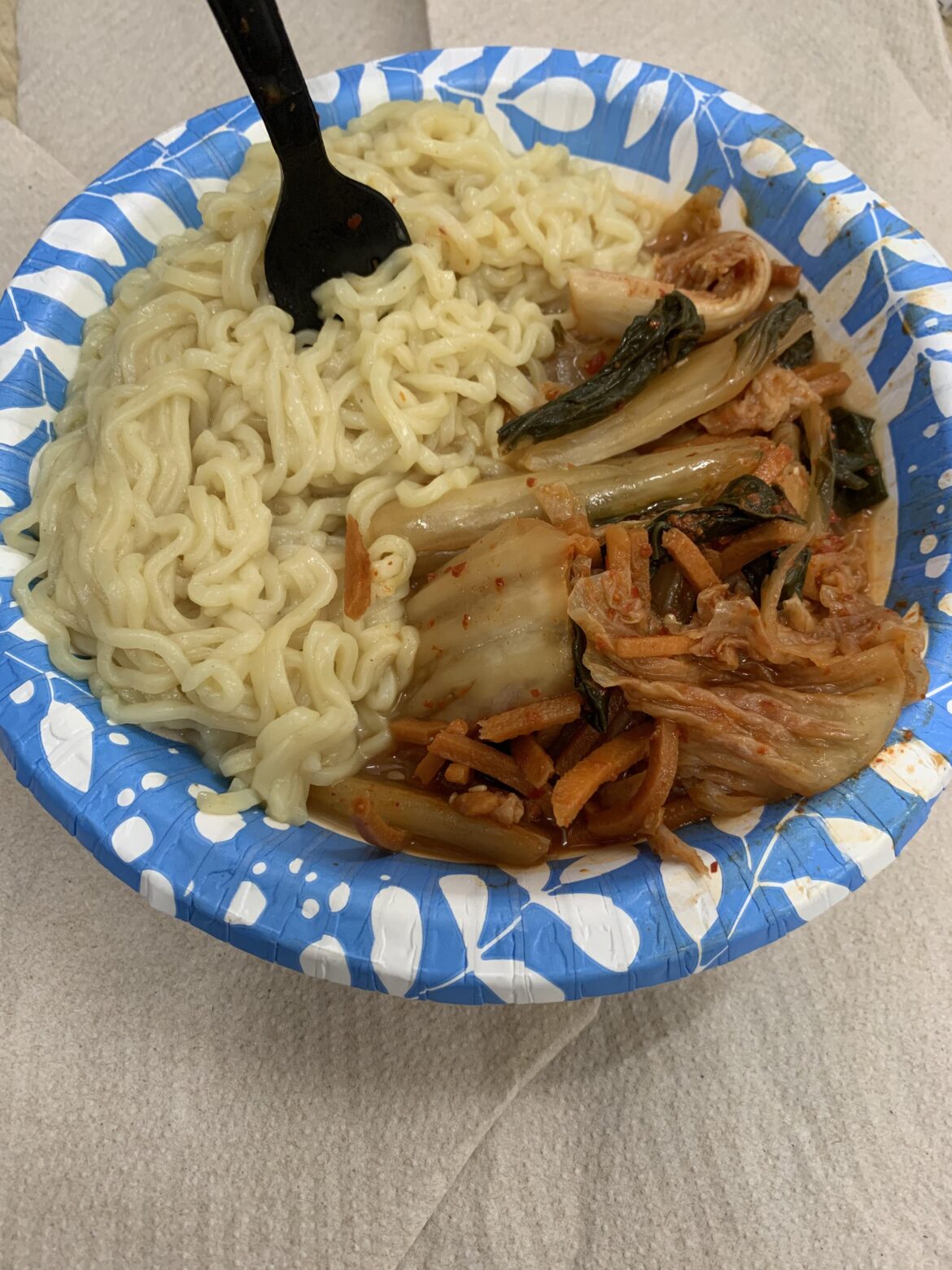 Kimchi and noodles for lunch.