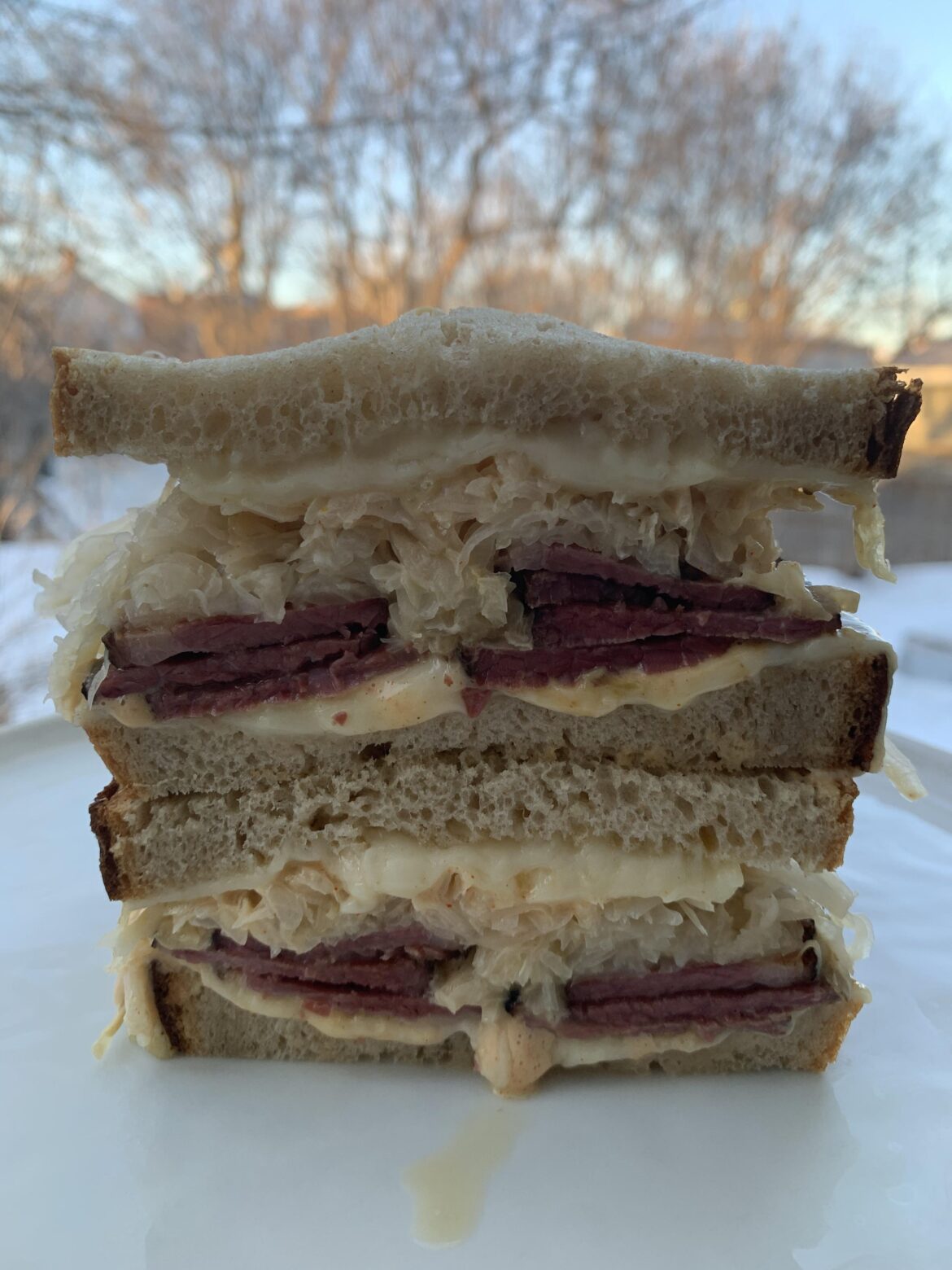 Reuben! Homemade smoked meat, homemade sauerkraut, 1000 island dressing, Swiss cheese, rye