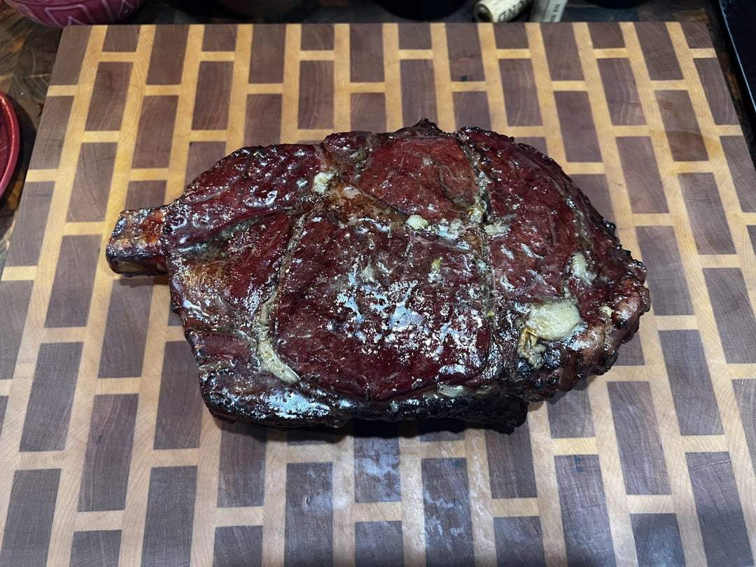 Cherry smoked cowboy ribeye Dining and Cooking