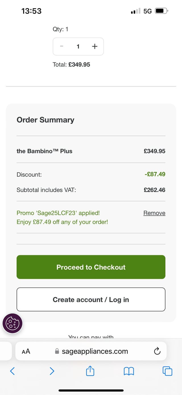 Sage promo code for UK peeps Dining and Cooking