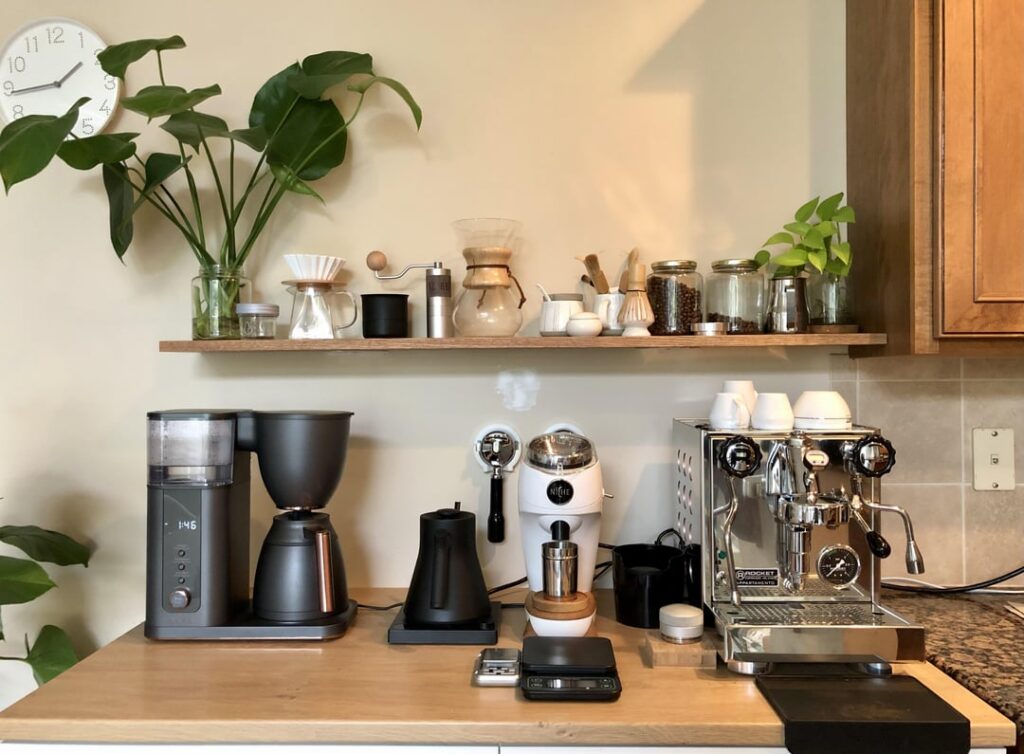 Evolution of my coffee station (current-old)