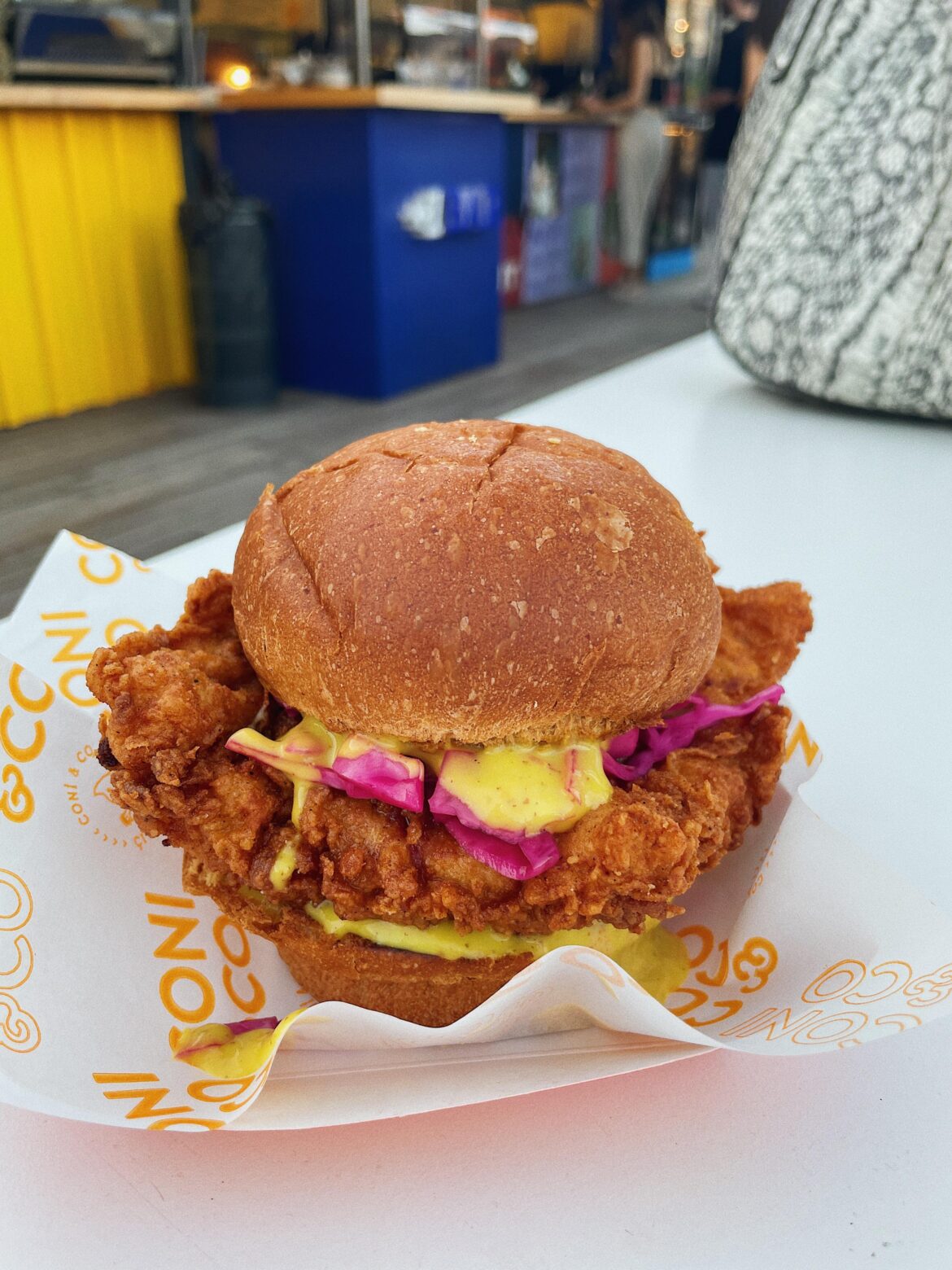 Honey mustard chicken burger