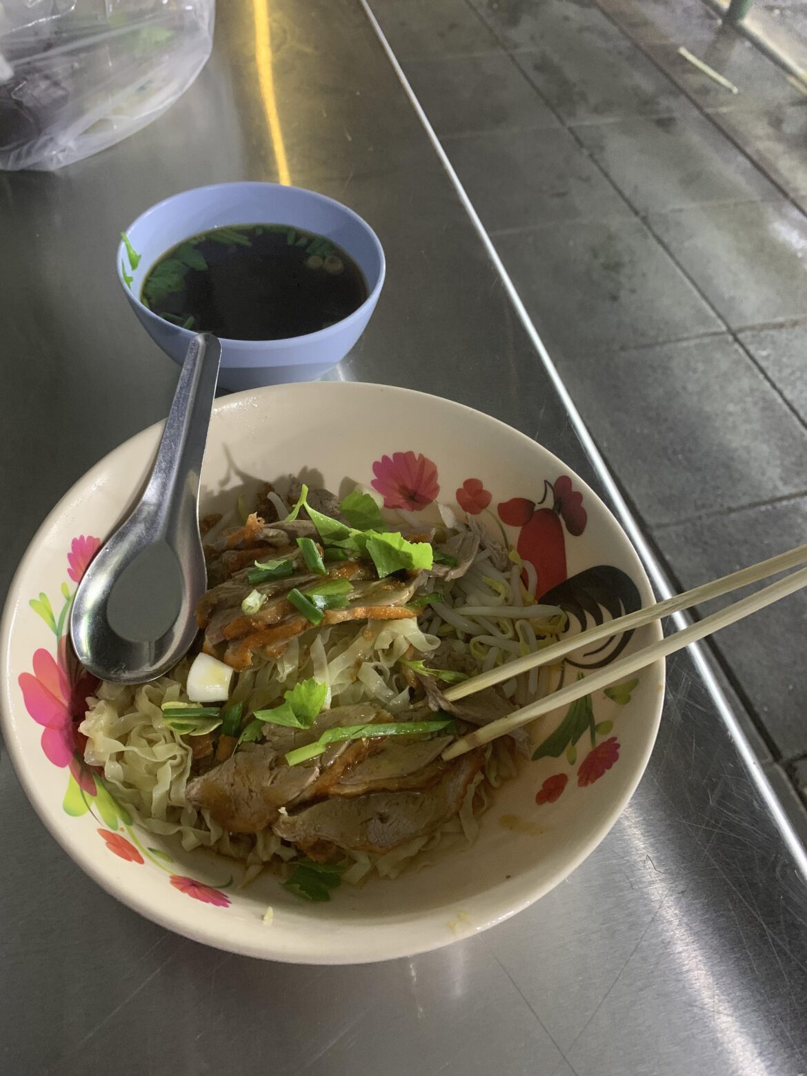 Duck noodles near Khaosan Road at 3am in Bangkok, Thailand
