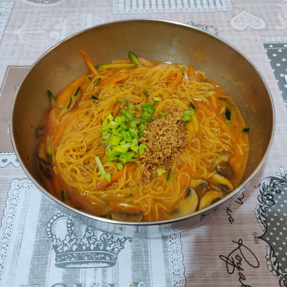 된장 칼굳수 - Doenjang Kalguksu (but made with tagliolini) recipe courtesy of Aaron and Claire