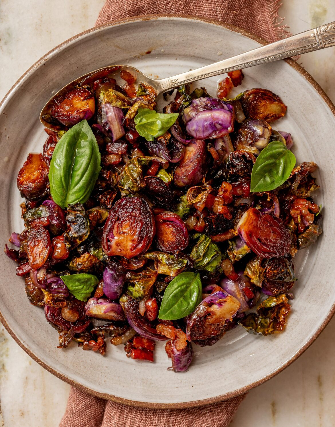 Balsamic Roasted Brussels Sprouts with Guanciale