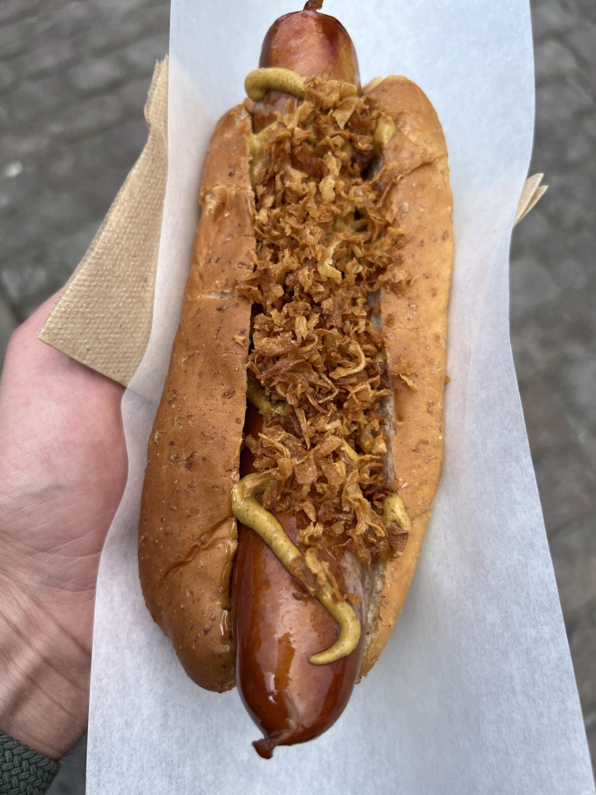Sausage from 3-Kroneren in Bergen - really tasty!