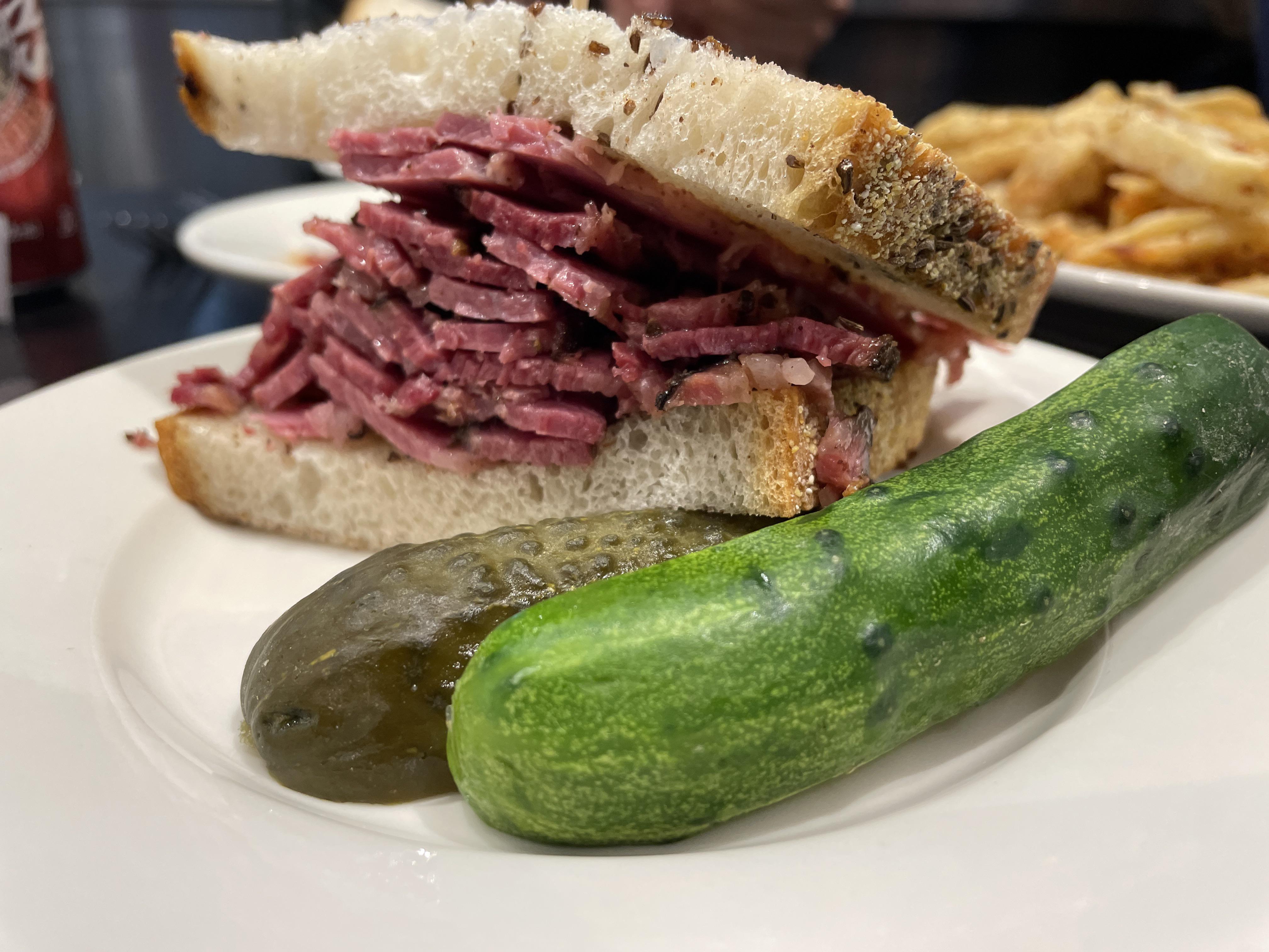 25 “overstuffed” pastrami sandwich from Pastrami Queen Dining and Cooking
