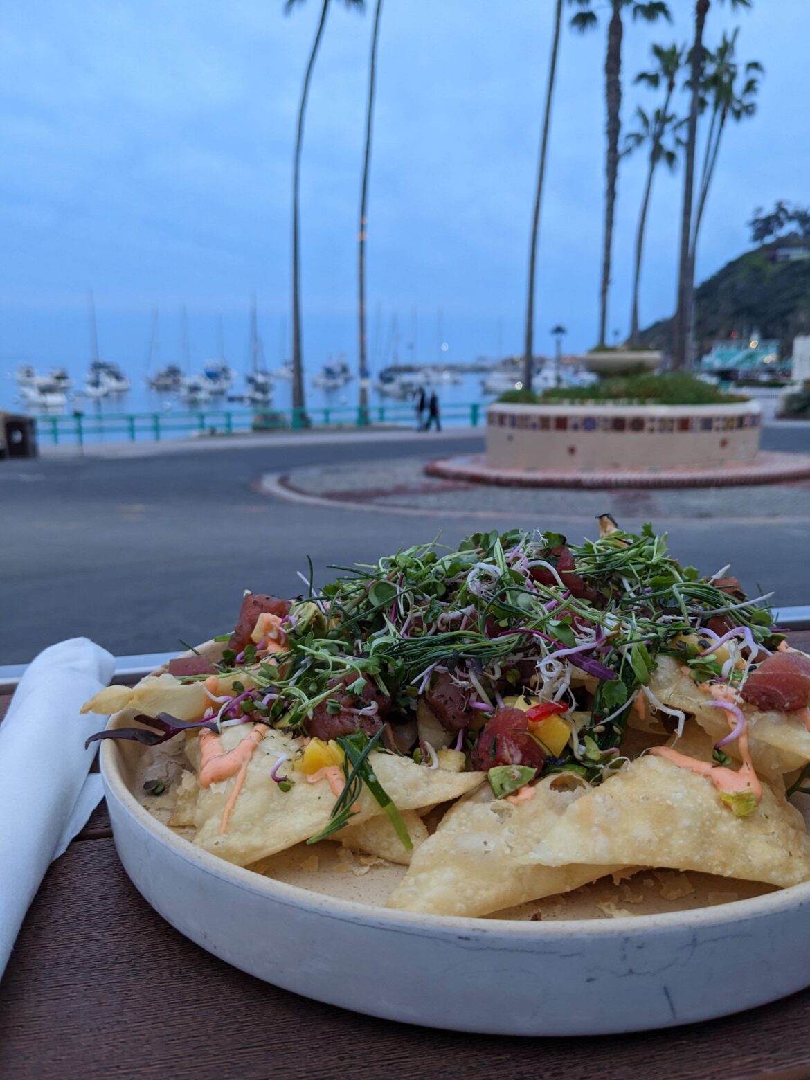 Ahi Poke Nachos from the Naughty Fox in Avalon, Catalina Island