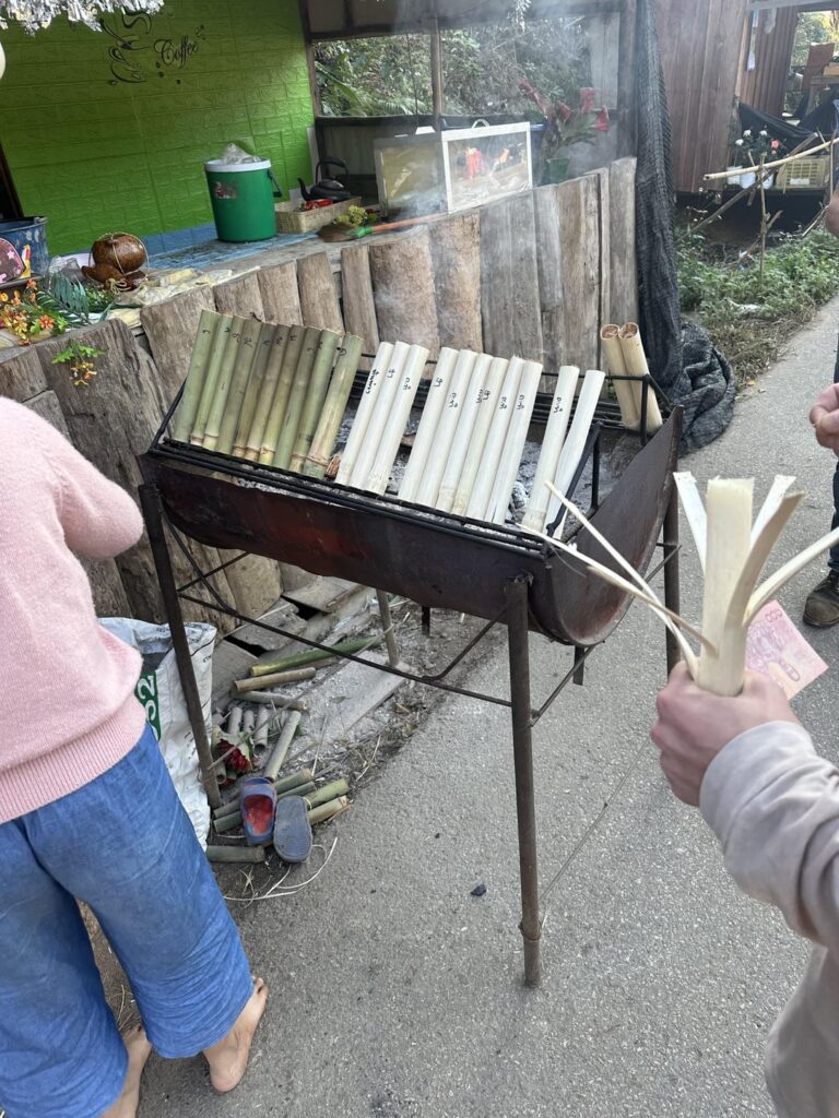 Bamboo sticky rice - coconut and sweet potato near Mae Hong Son Thailand 🇹🇭