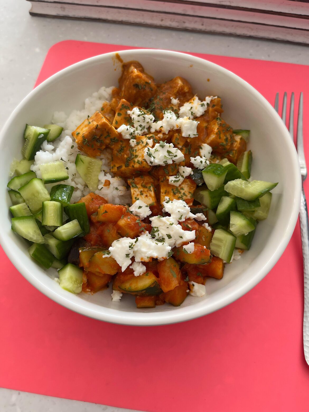 Butter Tofu with White Rice and Veggies