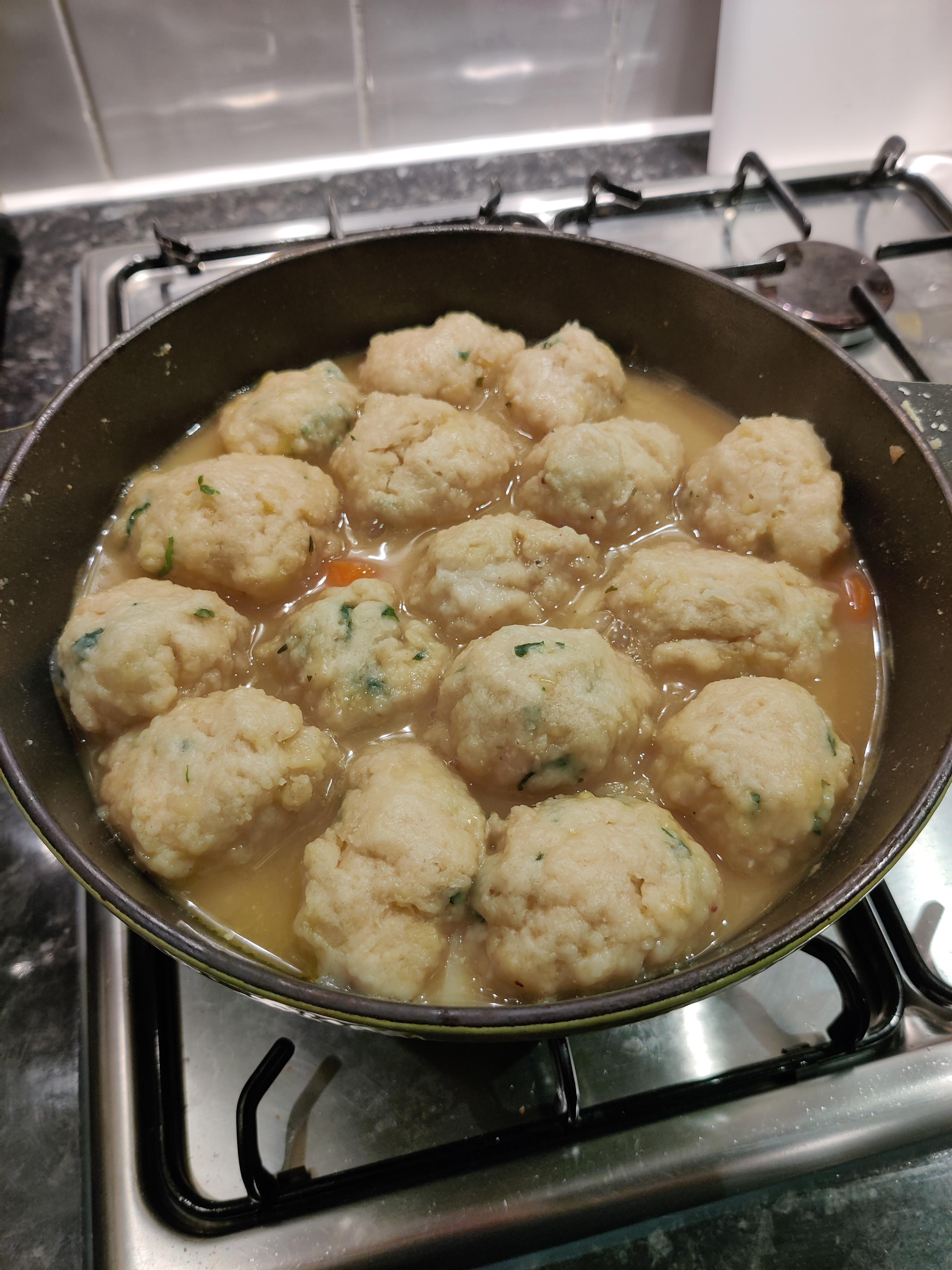 Vegan chicken stew with cheesy herb dumplings Dining and Cooking