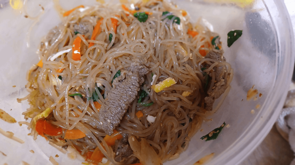 Hi! First time posting. After having it in restaurants a lot, I made japchae at home for the first time! It looks messy but I promise it tastes great :) Hope to branch out and make more Korean dishes soon too!