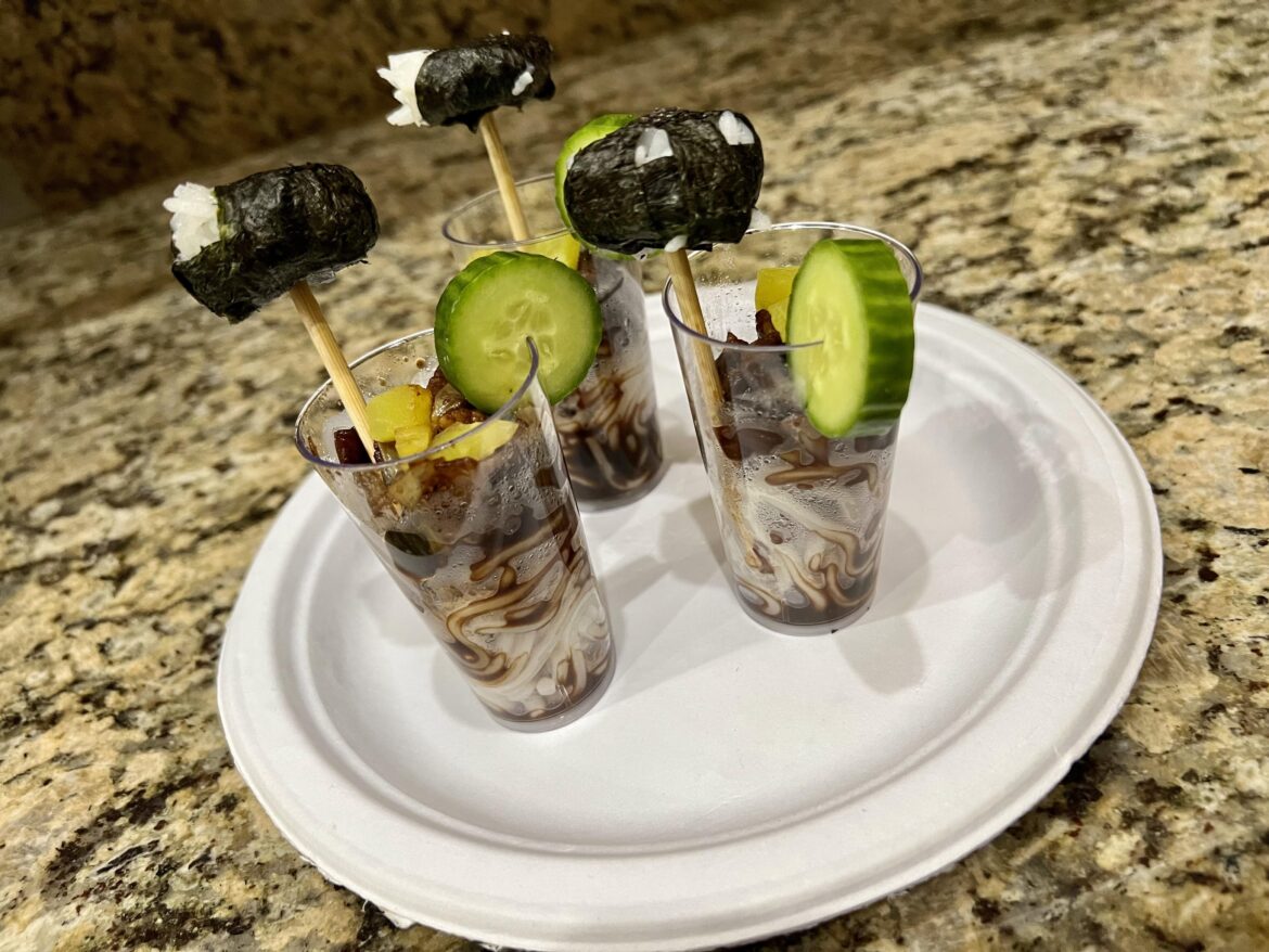 Trying something fancy🎩 I made jajangmyeon shooters with a kimpopsicle garnish