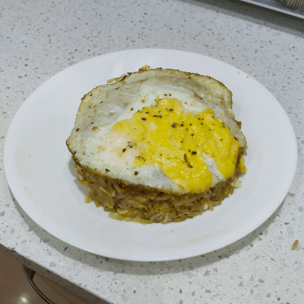 Fried rice with over easy fried egg