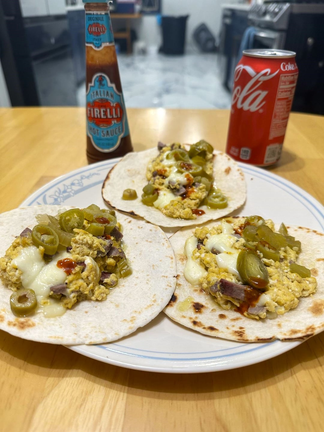 italian beef and egg tacos w/provolone and giardiniera Dining and Cooking
