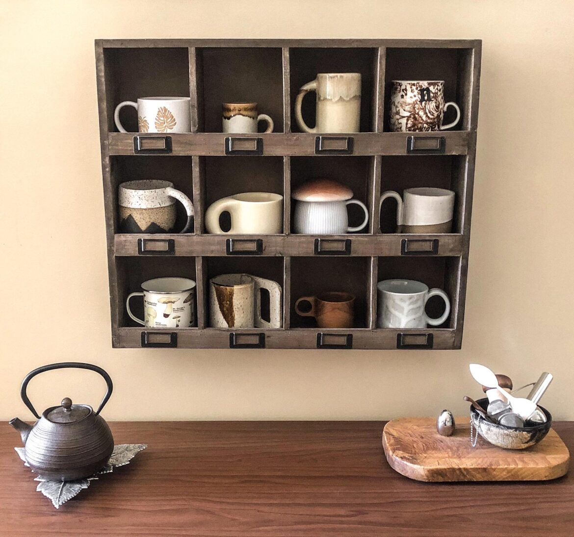 Mug collection located above my coffee & tea bar