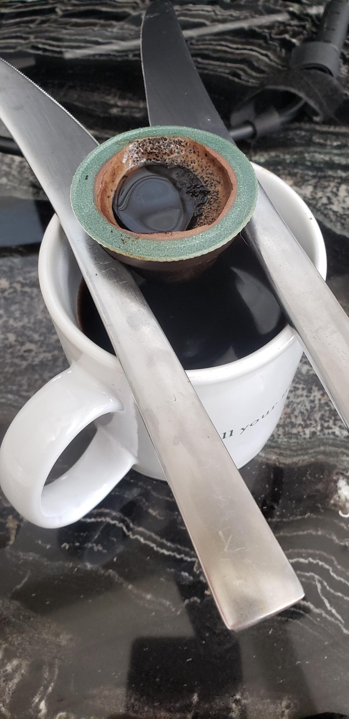 Broken keurig at airbnb and I didn't bring my V60. Desperate times call for tiny pourovers