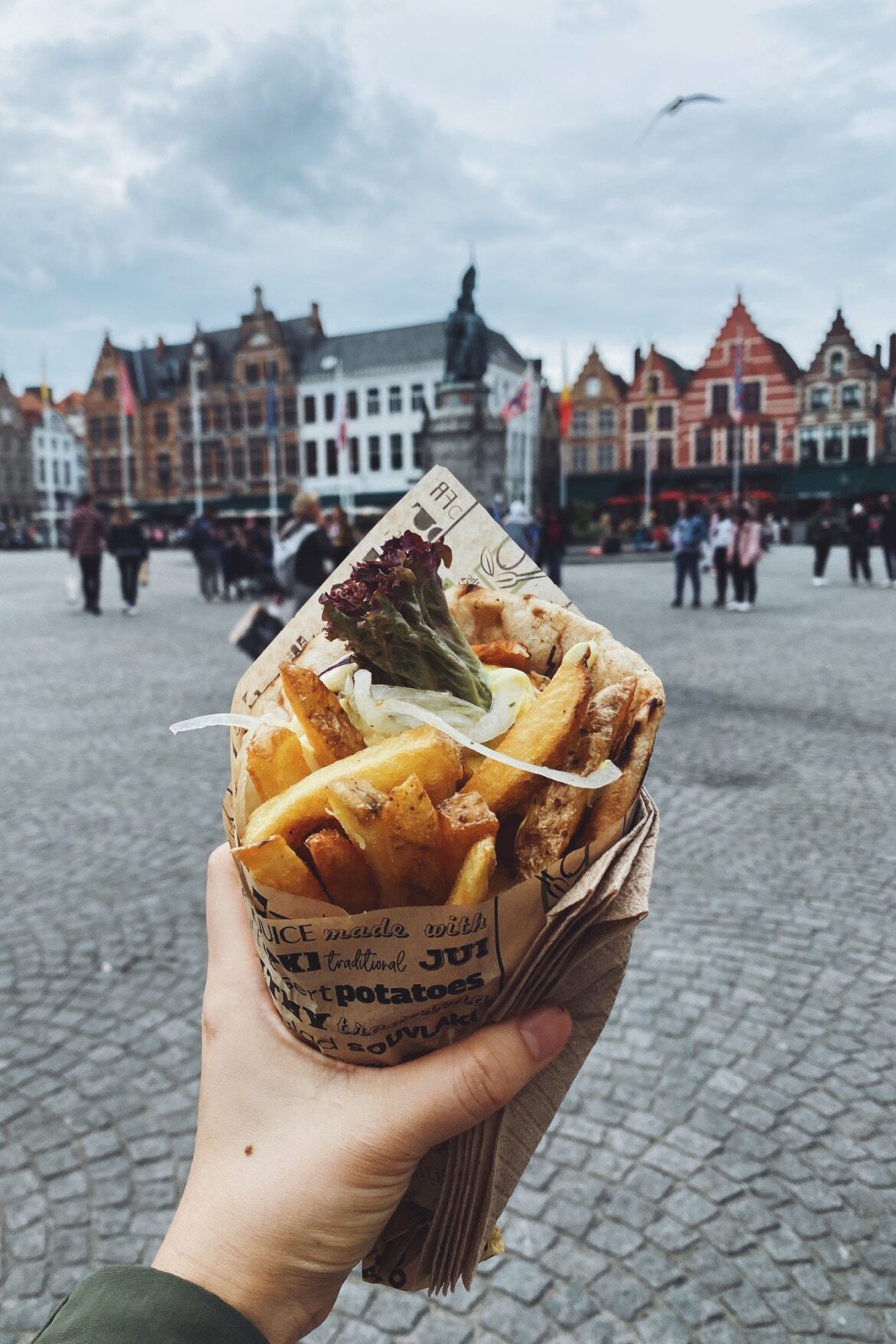 Chicken pita with fries, Bruges