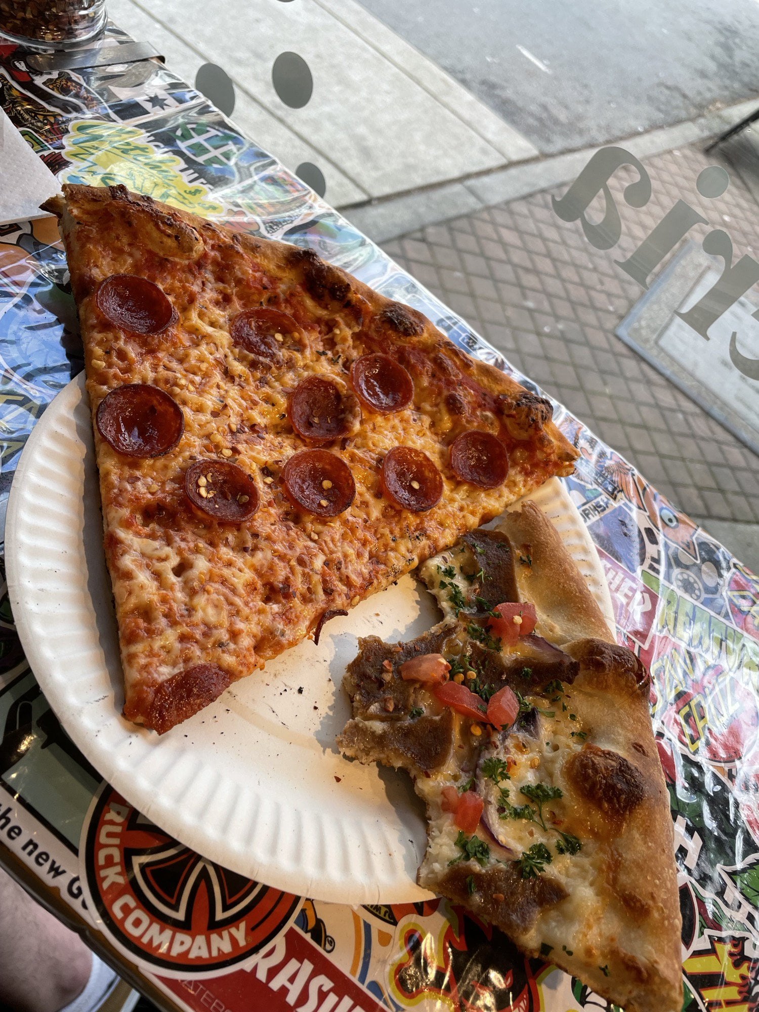 Classic pepperoni and a slice of maritime donair. Local shop near me