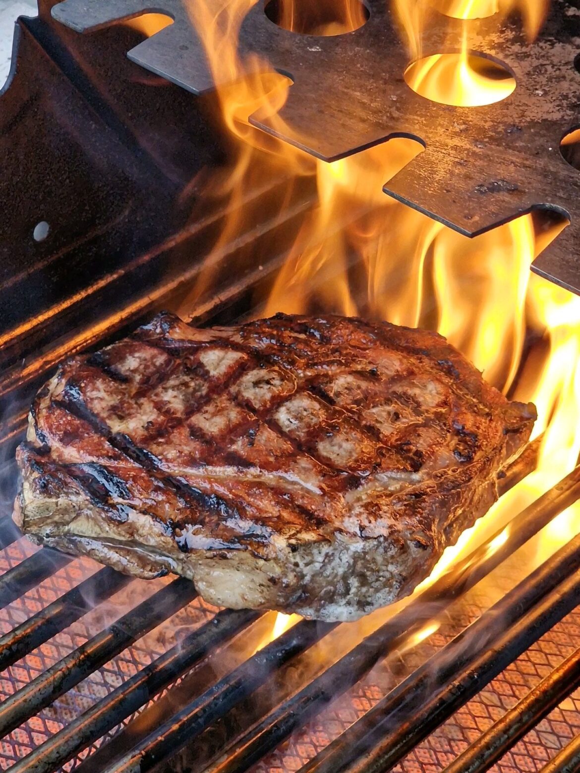 Steak on the gas bbq