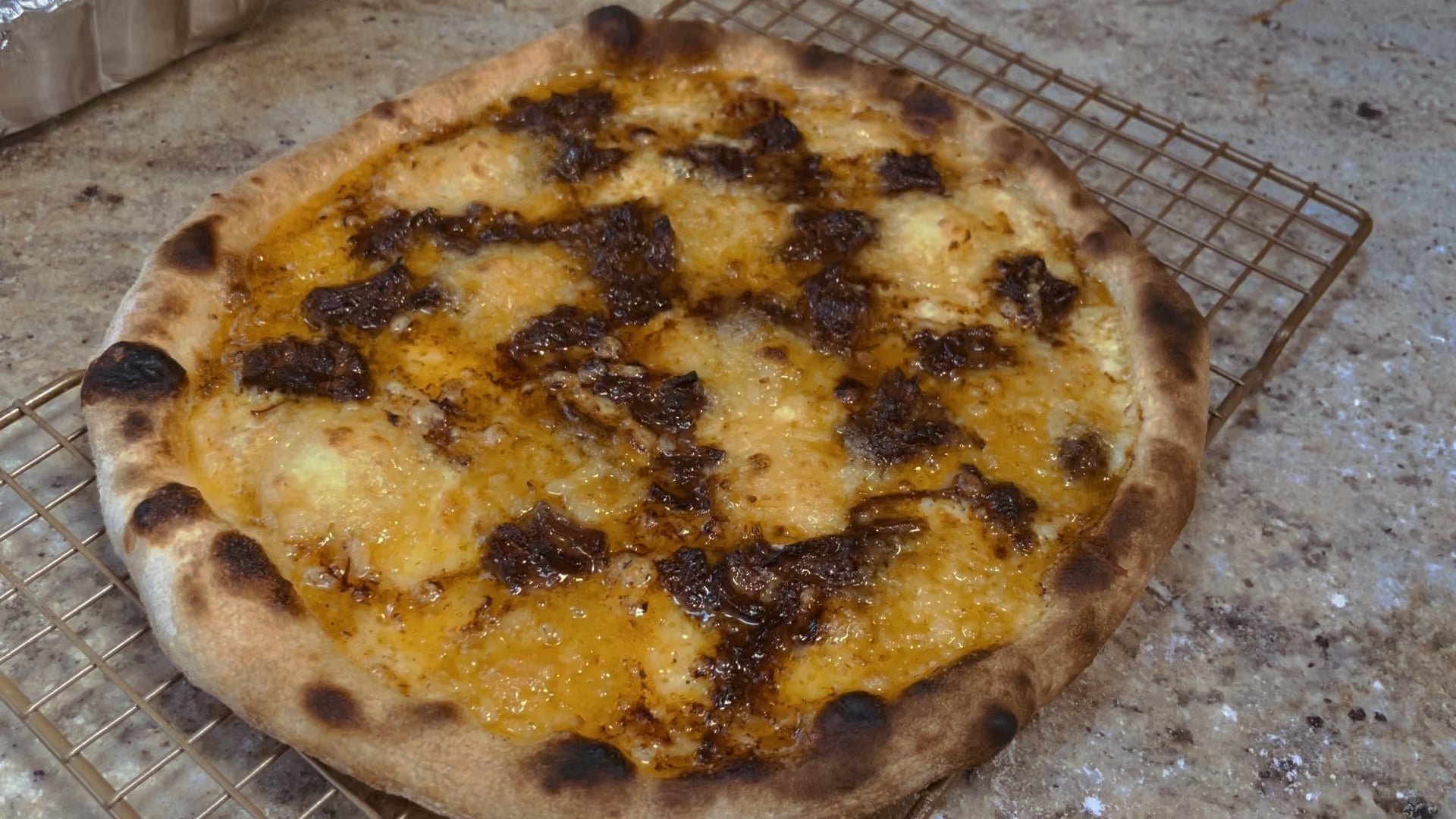 I love that sizzle (pot roast, mashed potato, cheddar/Gruyère/Swiss ...