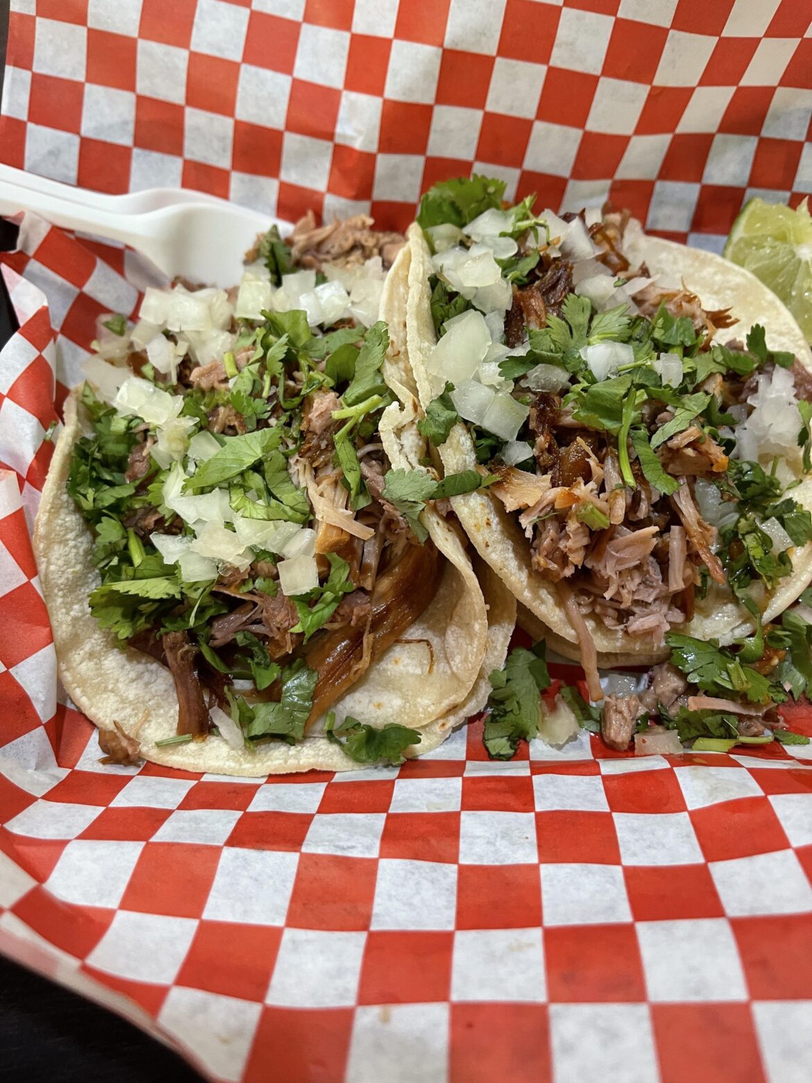 Carnitas tacos from Carnitas El Rincón in California