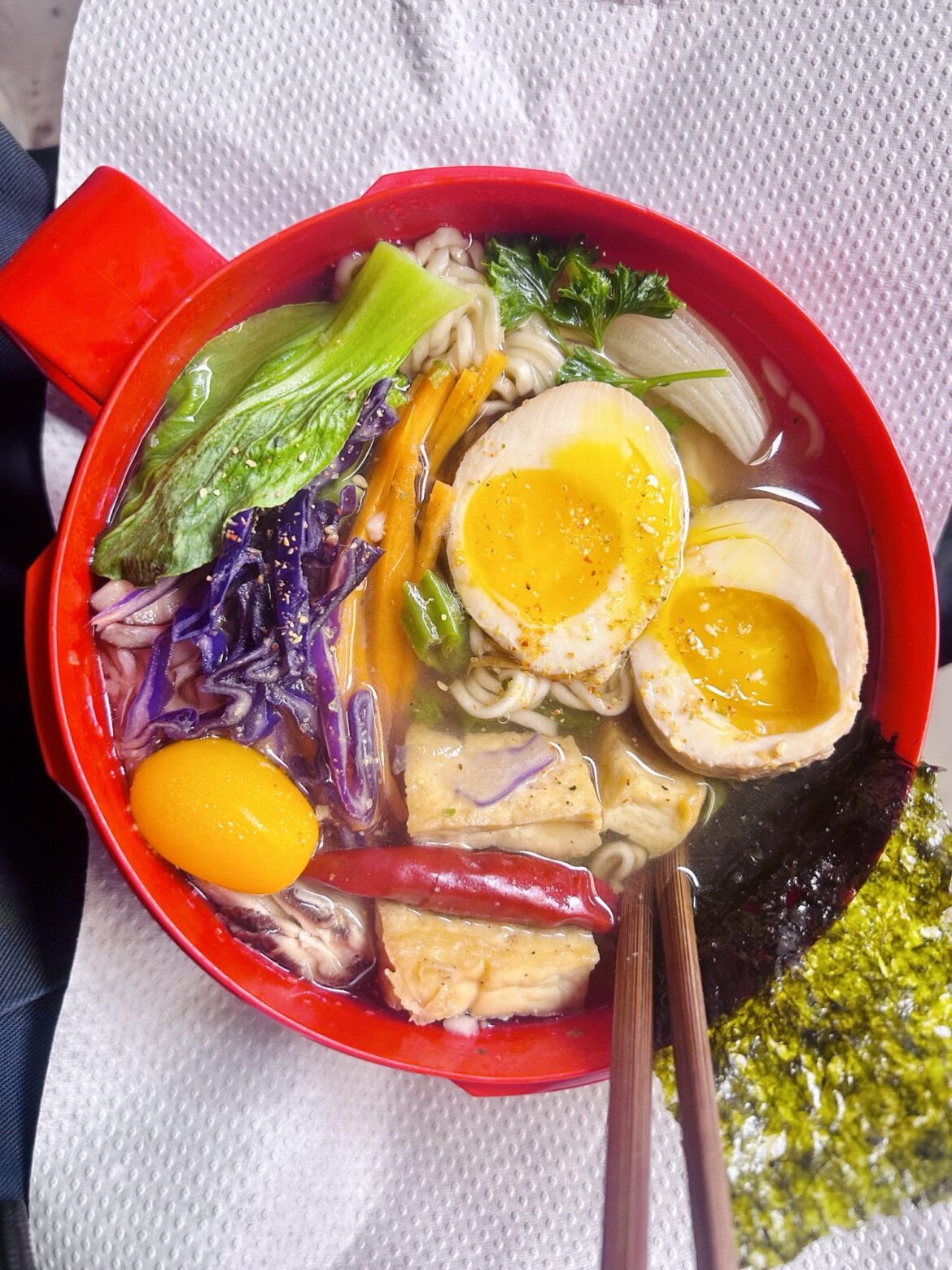 Good morning. Happy National Garlic Day. Sapporo Ichiban Original with ramen egg, tofu veggie and of course garlic. Have an awesome day.