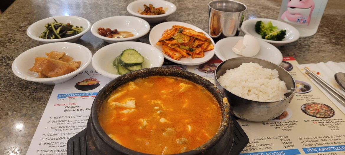 Sundubu + banchan @ Surawon Tofu House ($15.99)