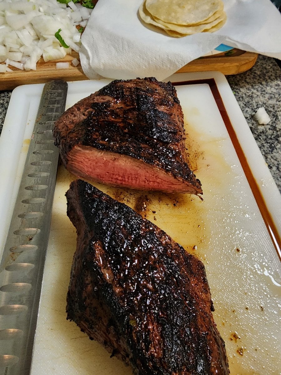 Tri tip for tacos. Reverse seared on weber kettle Dining and Cooking