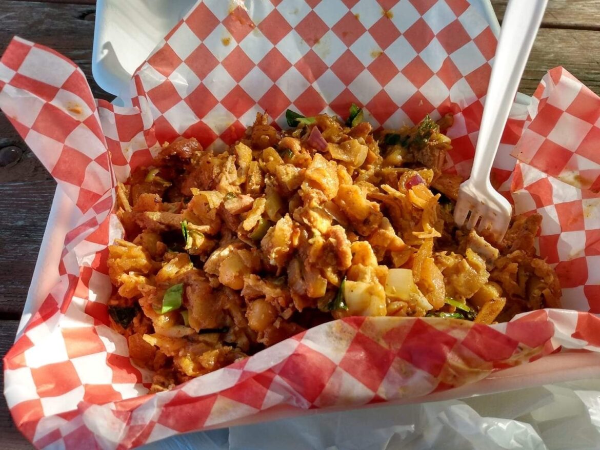 "Kothu Roti" Sri Lankan curry chicken stir fry from a local place.