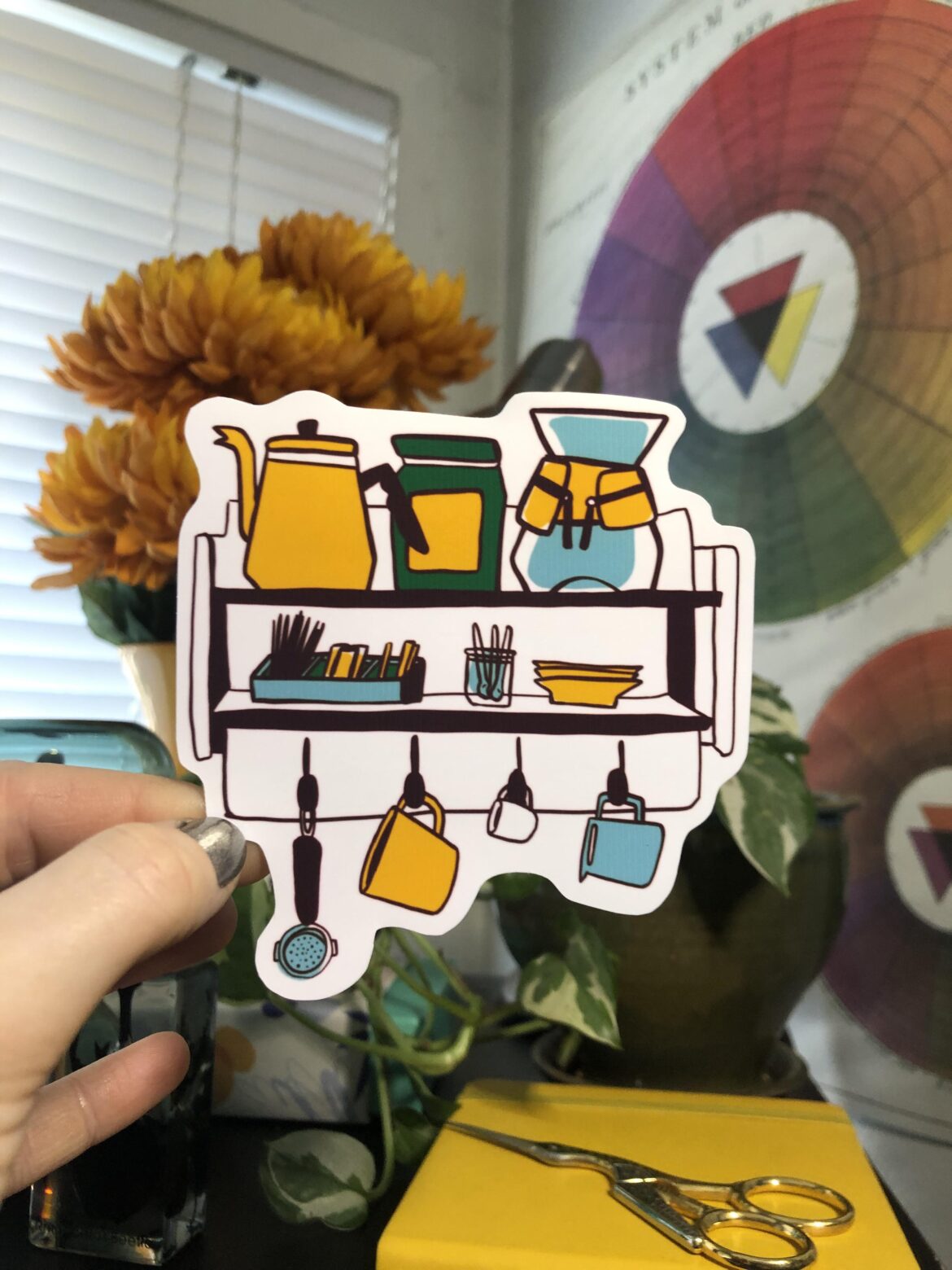 A little cafe shelf sticker I made to bring the cafe vibe with me everywhere I go.