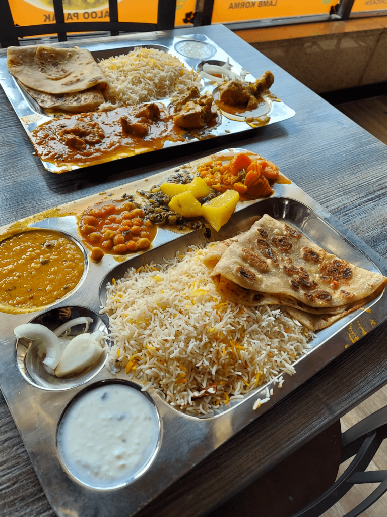 Vegetarian vs meat thali