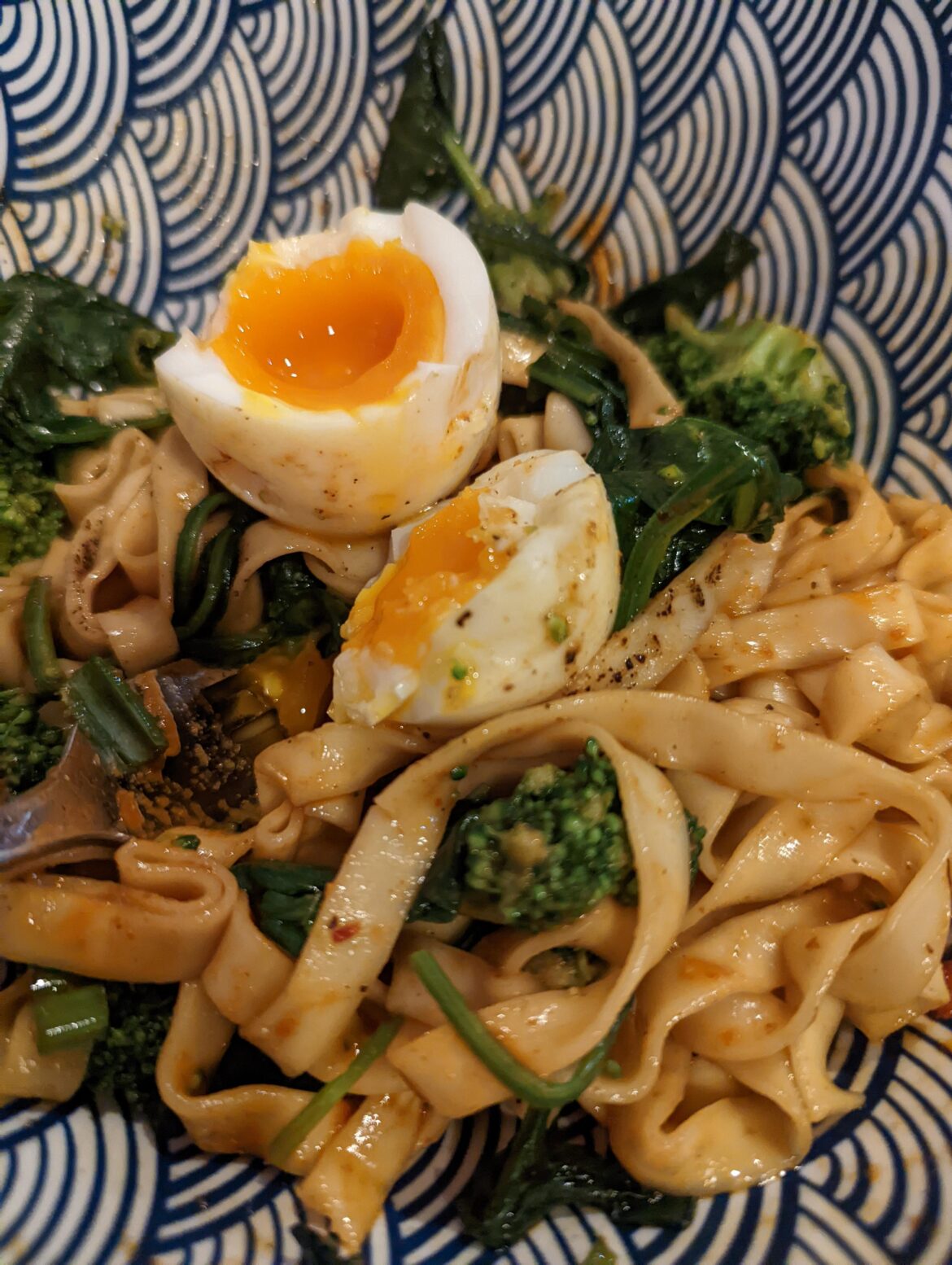 Throw the whole egg in with the boiling noodles? Don't mind if I do.