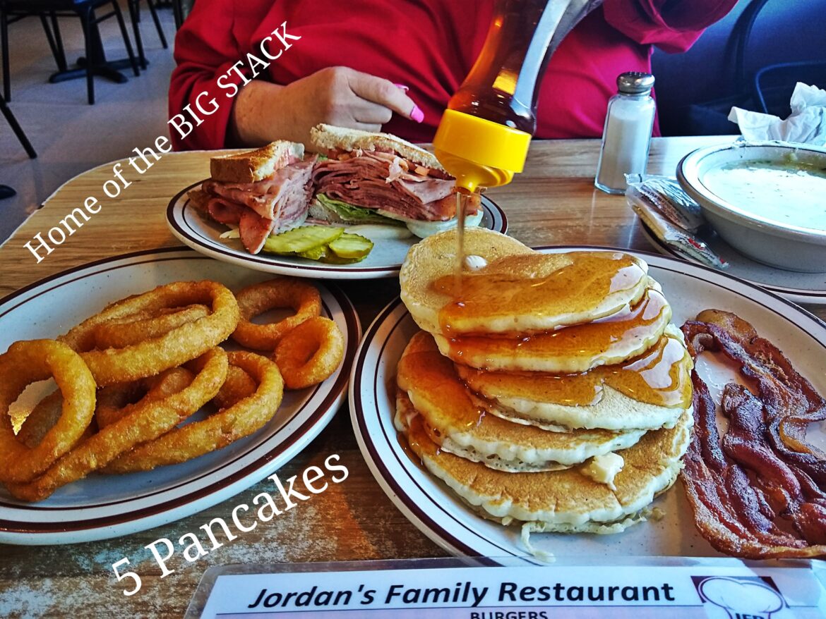 Home of the Big Stack of Pancakes, 5 Big Cakes per order