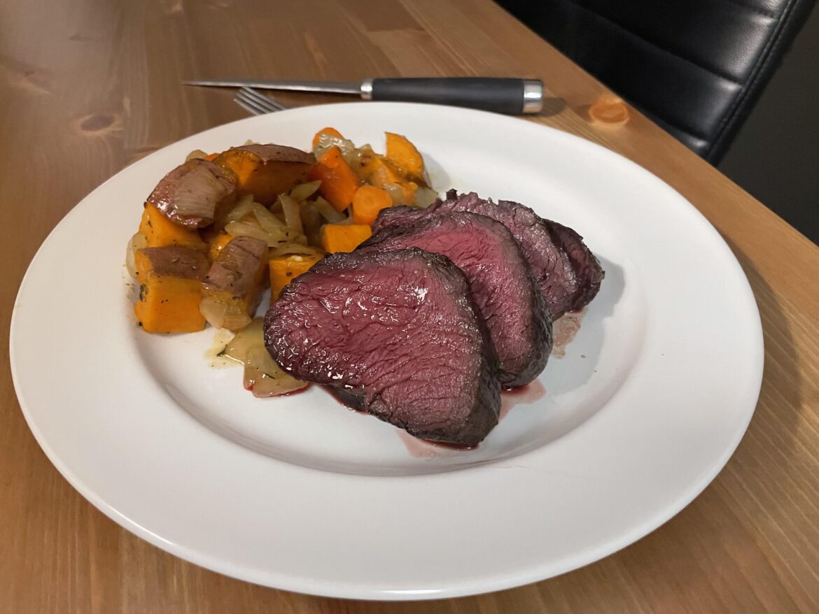 Sous vide elk steak