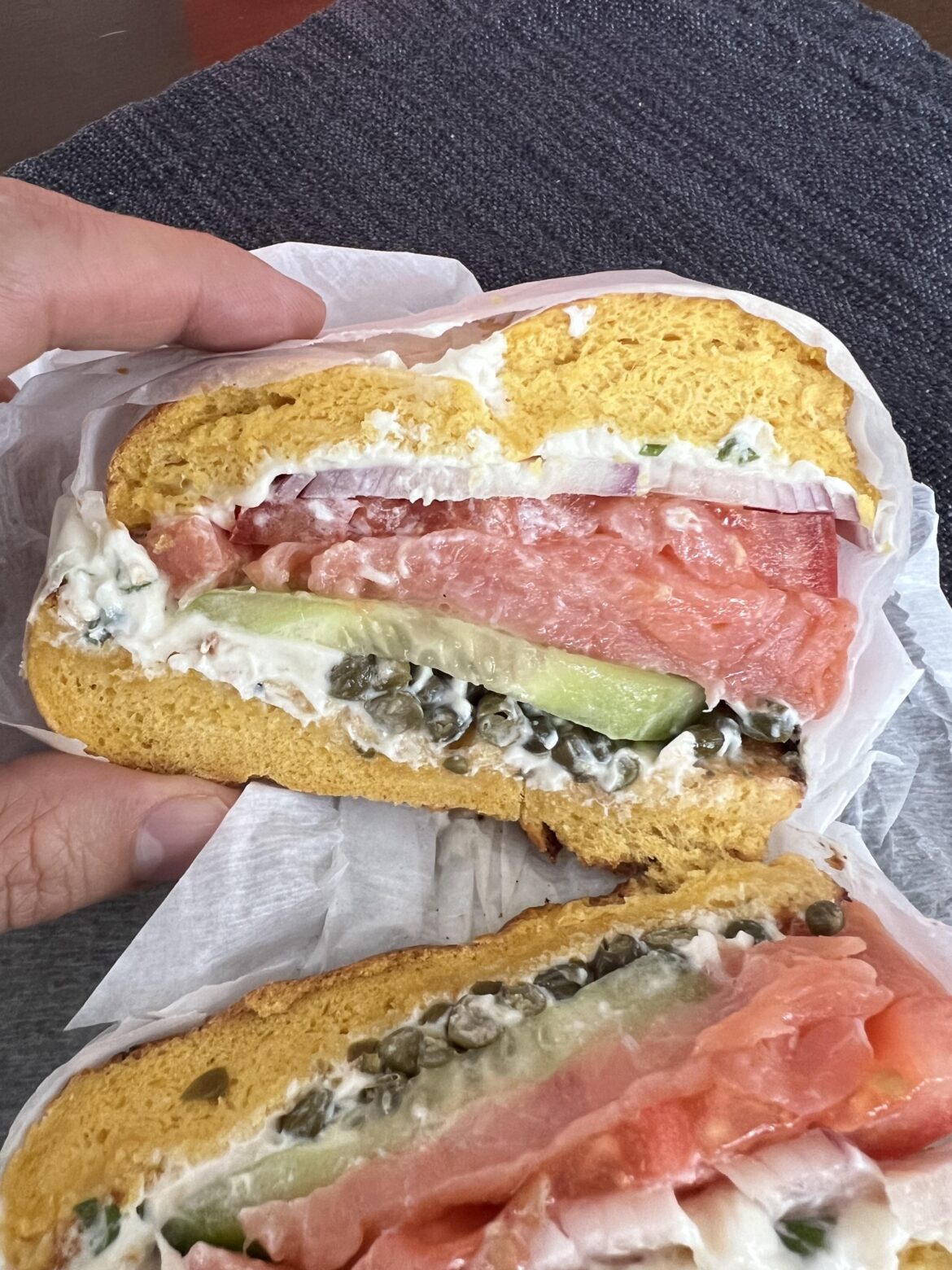 Nova lox in an egg bagel from NYBB. So damn good.
