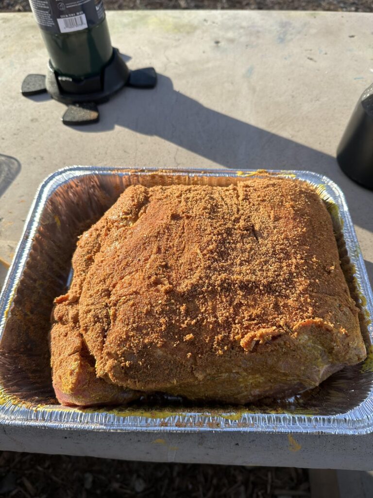 Pork Butt on the Webber Kettle. Snake method with hickory