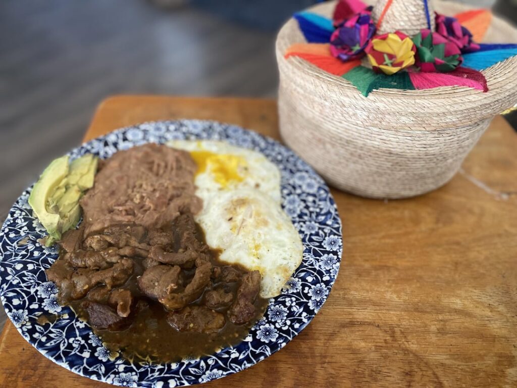 huevos, frijoles and chile con carne