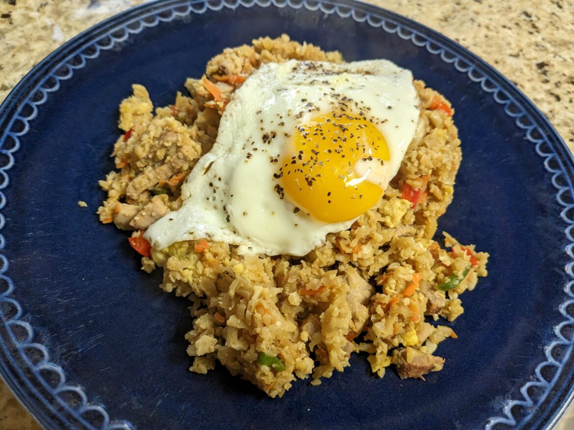 Fried Cauli-Rice and a You-Know-What. Hey, it's Paleo
