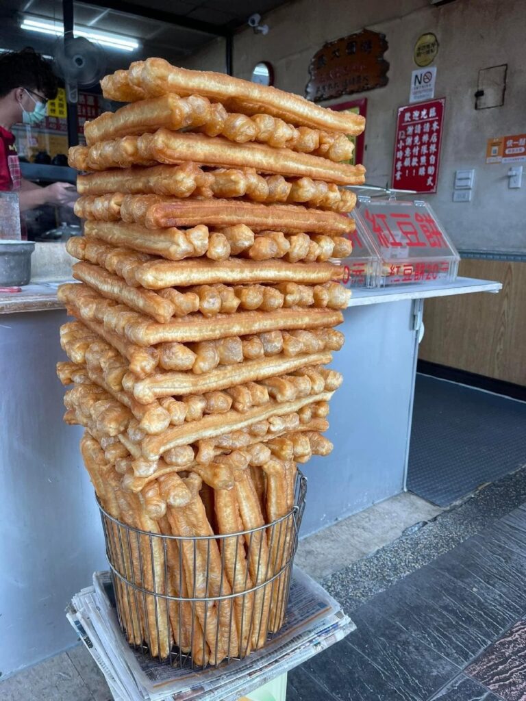 Neatly stacked youtiao in Hong Kong