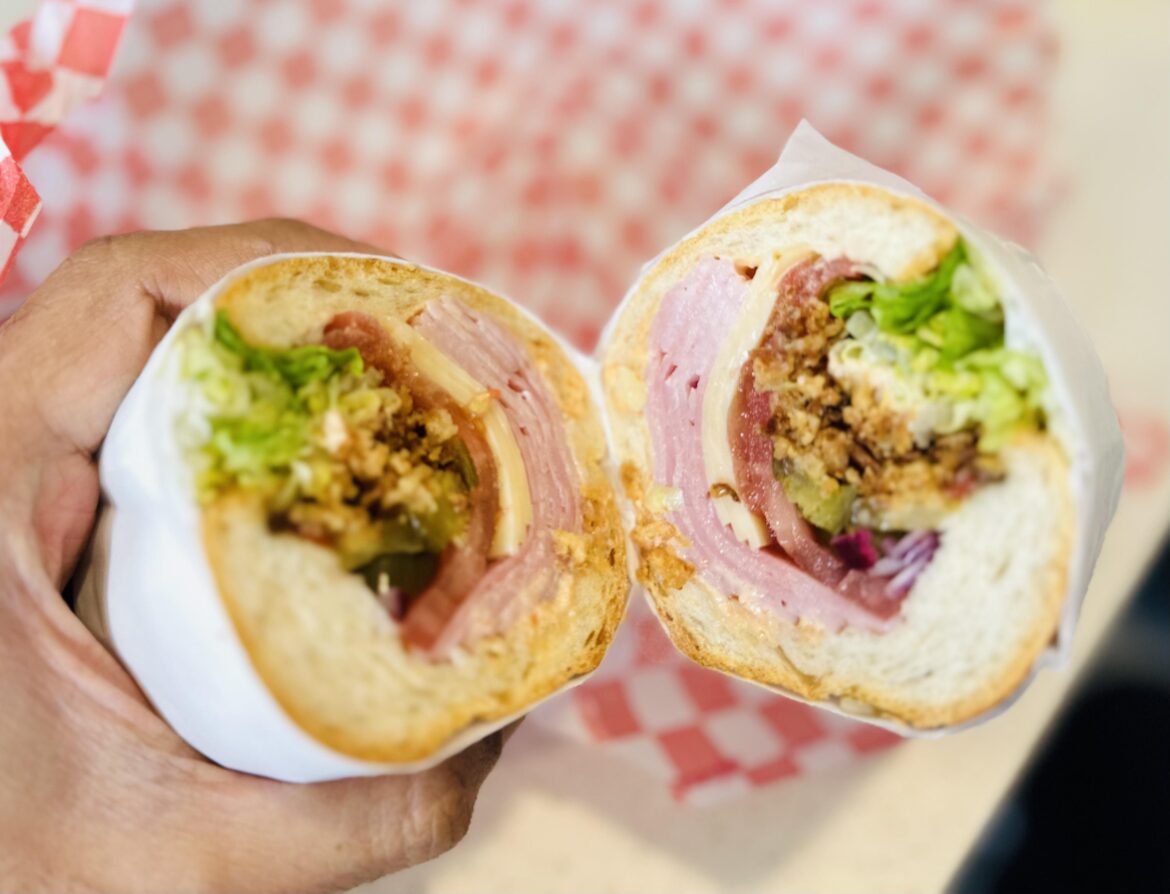 Spicy Ham Sub at Grandma loves you. Fresh Jalapeños and crispy onions