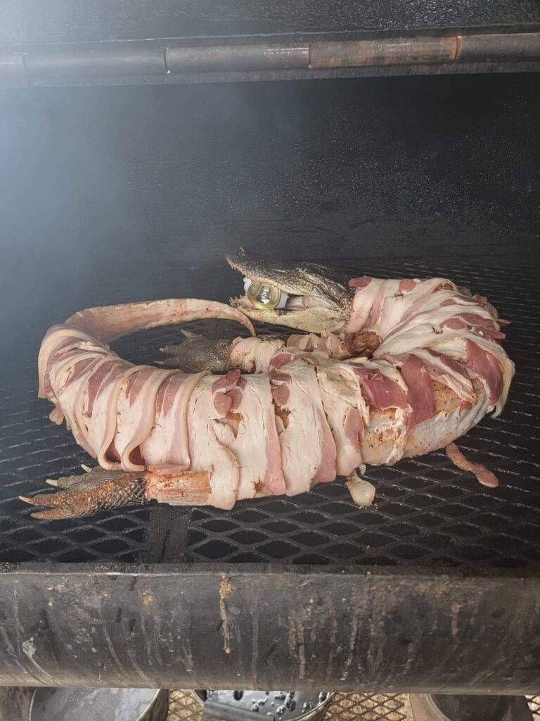 Smoked a gator wrapped in bacon 💪💪💪