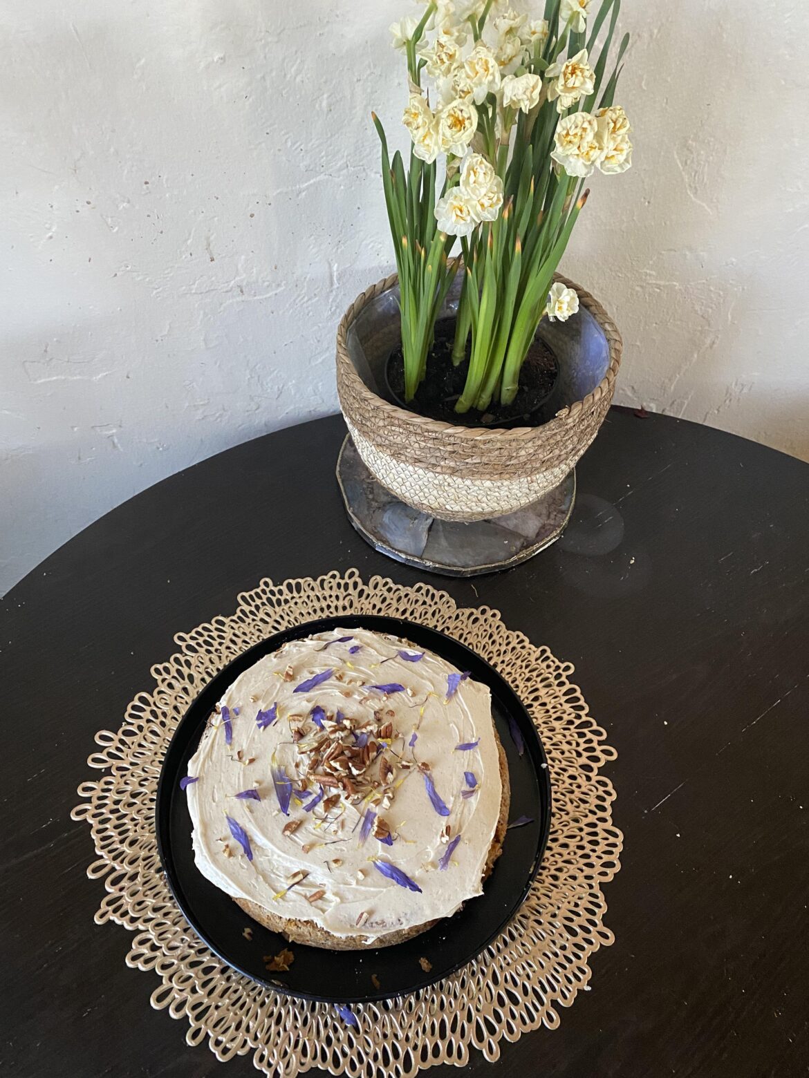 I made Stella’s brown butter carrot cake for Easter! I followed a different recipe for the cream cheese frosting and ran out of steam to make the carrot roses, but it smells heavenly and I can’t wait to cut into it!