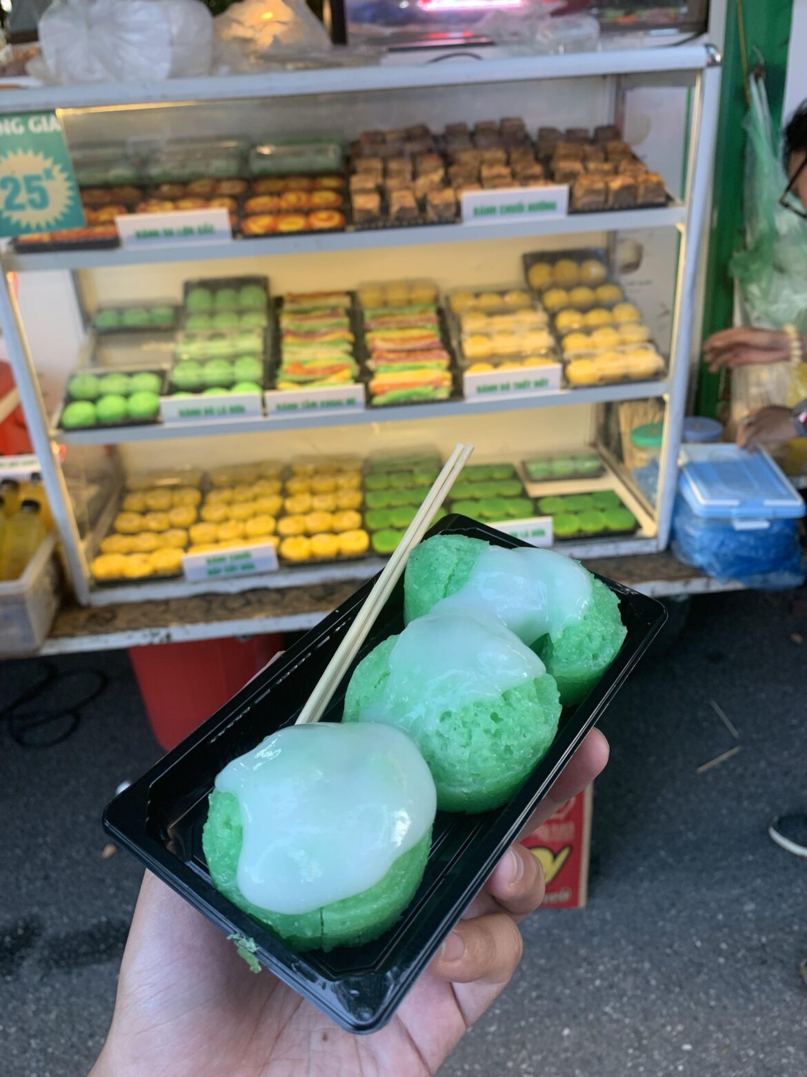 Bánh bò from a food truck in Hanoi, Vietnam