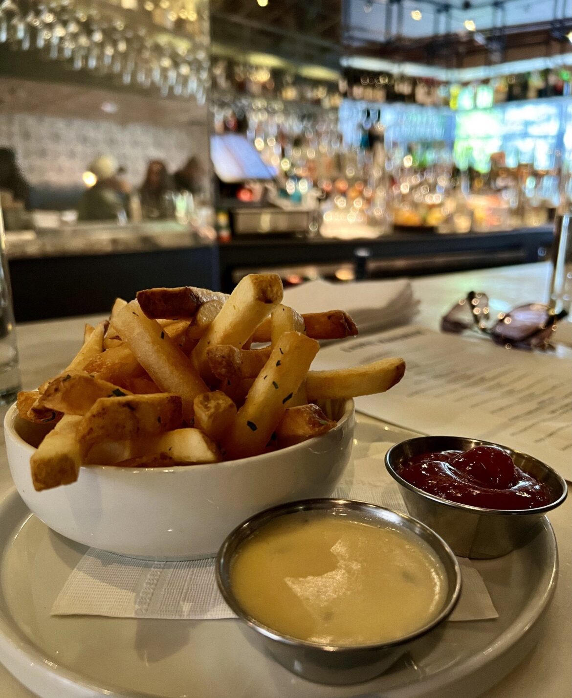 Happy hour handcut fries ($7) with béarnaise at Laurel Hardware