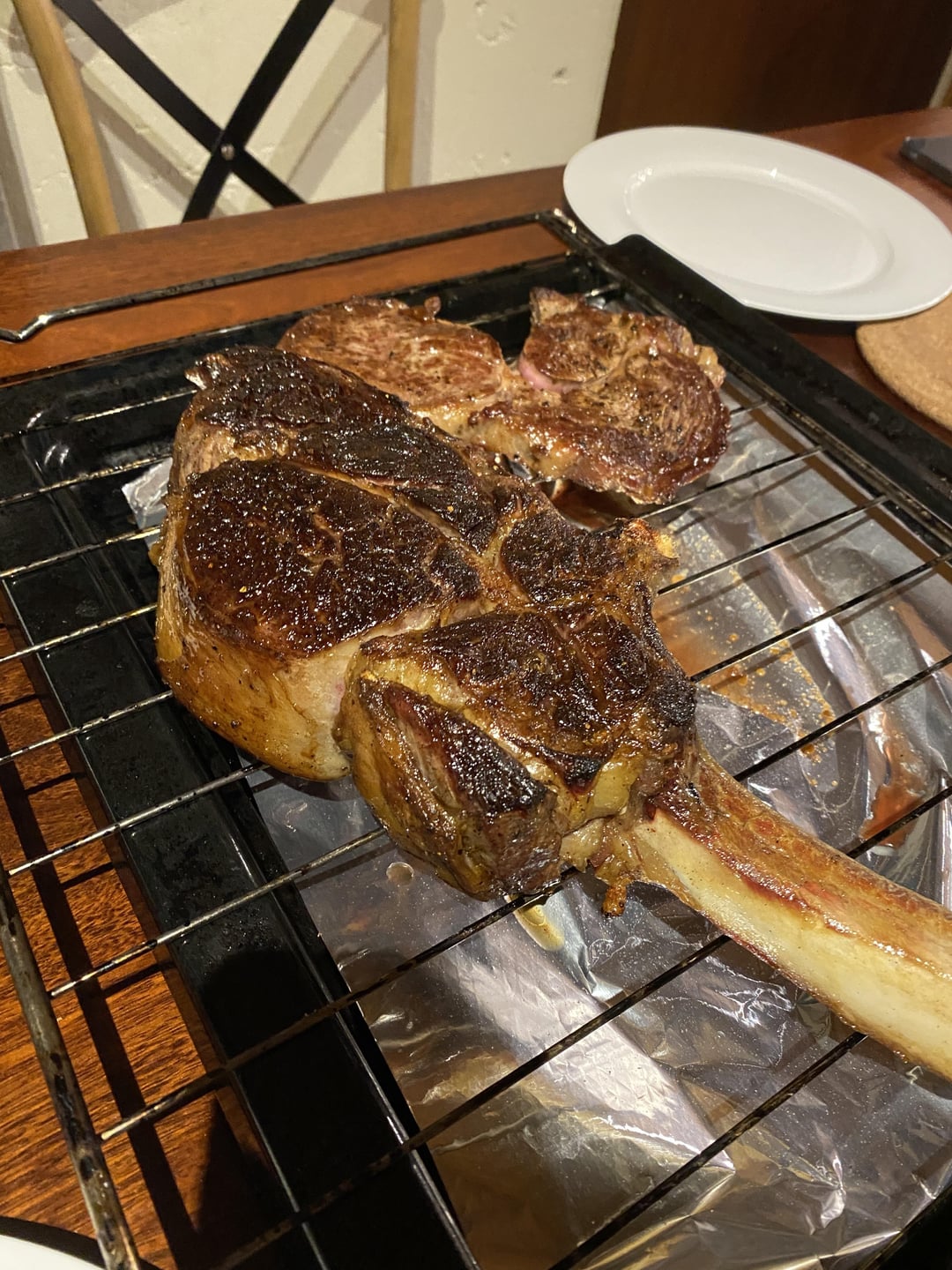 Crust on my bonein ribeye came out beautiful (direct heat only on a