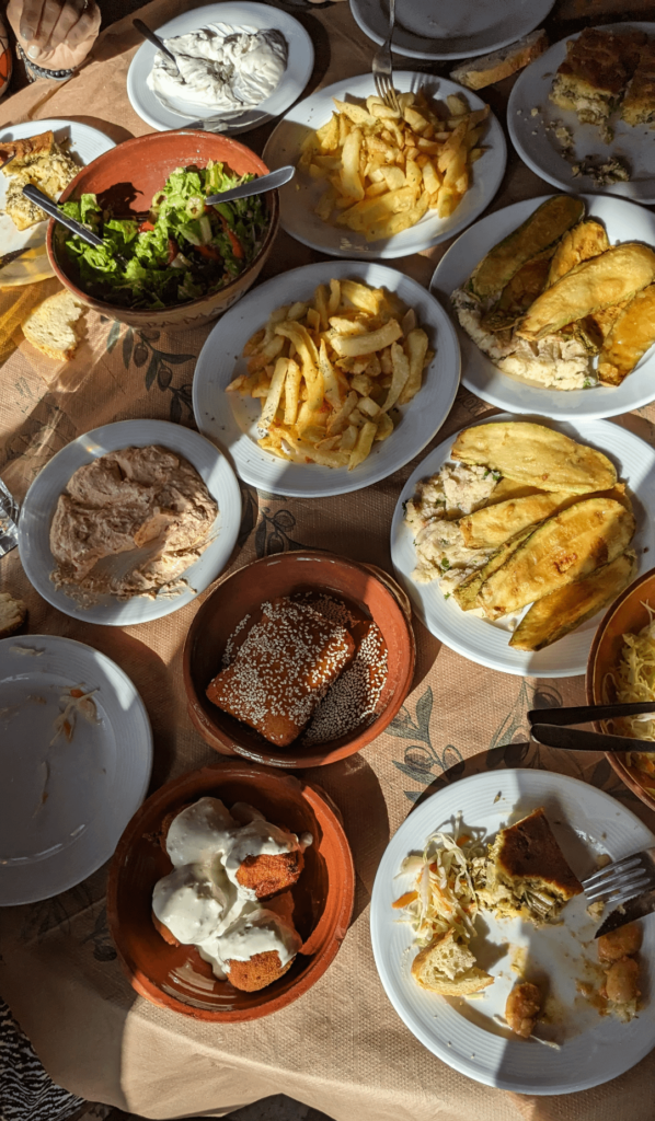 A selection of Greek vegetarian appetizers (mezes)