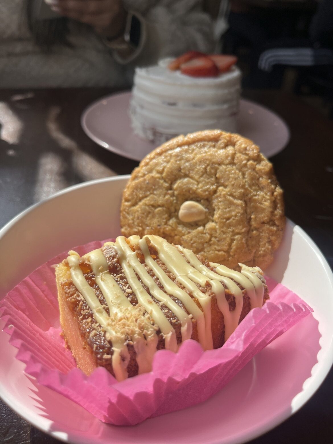 Pearl River Deli (Chinatown): passionfruit butter mochi ($4) + brown butter chinese almond cookie ($3) + strawberry shortcake bolo ($10)
